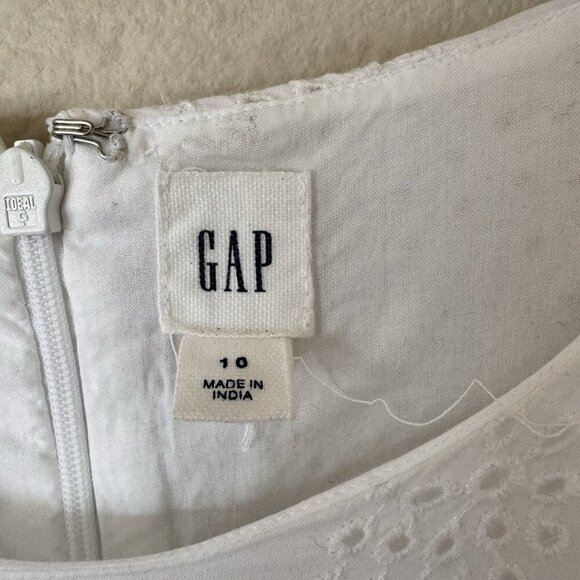 GAP WHITE A LINE BALLOON SLEEVE EYELET DRESS NWT SIZE 10 Hidden Back Zipper - Picture 6 of 10